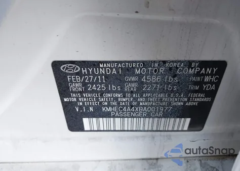 2011 Hyundai Sonata Hybrid из США, поврежденный, VIN KMHEC4A4XBA001977